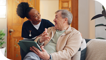 Caregiver and patient at home