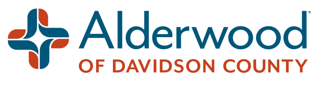 Alderwood of Davidson County terracotta and blue logo mark