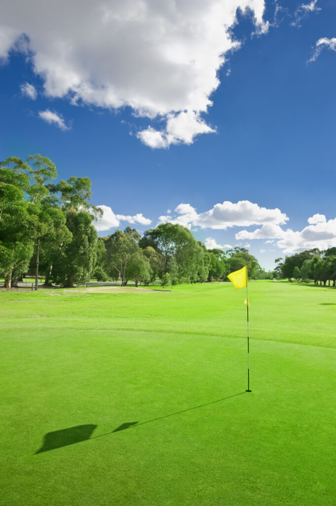 Landscape of a beautiful green golf course with sky